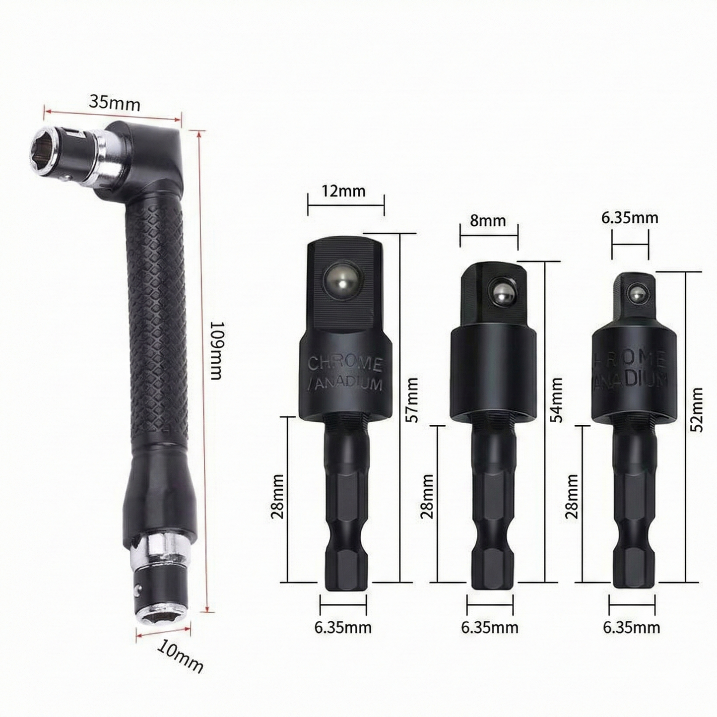 FlexiDrive 105° Vinkeladapter för Skruvdragare – Kompakt Vinkelväxel med Magnetisk Bitshållare