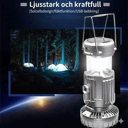 Bärbar LED-Campinglampa med Fläkt