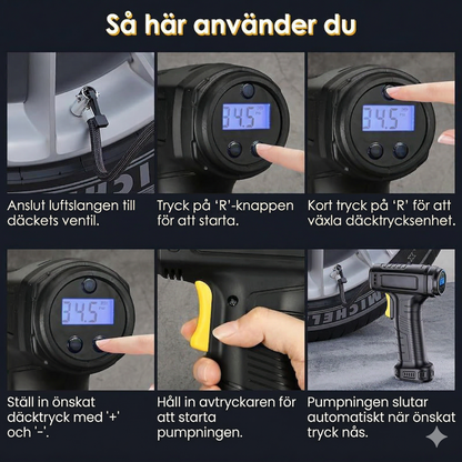 Bärbar Minikompressor för Bil & Cykel – Uppladdningsbar Luftpump