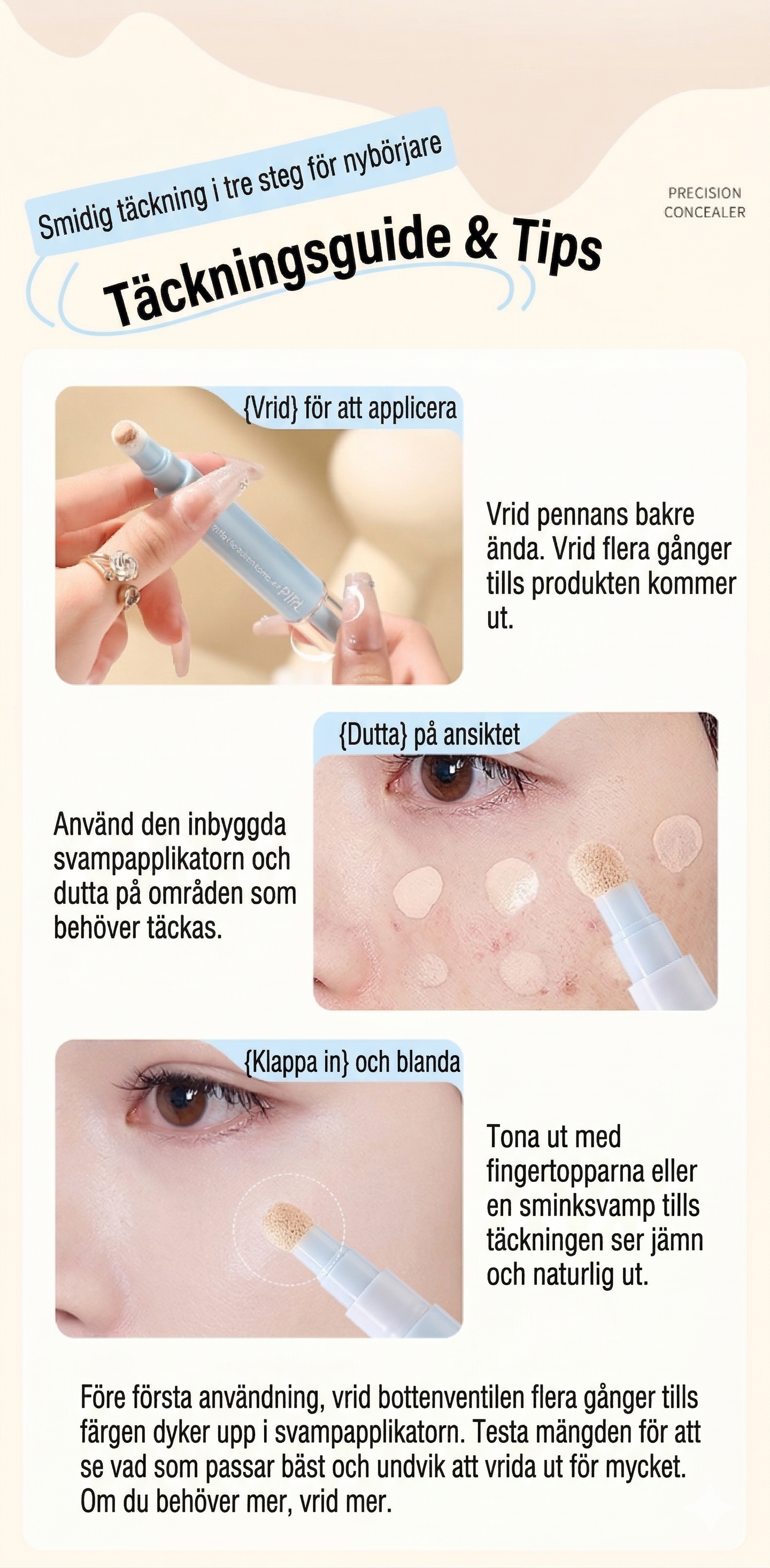 Multifunktionell Återfuktande Flytande Concealer – Långvarig Täckning & Lyster