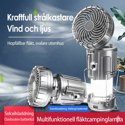 Bärbar LED-Campinglampa med Fläkt