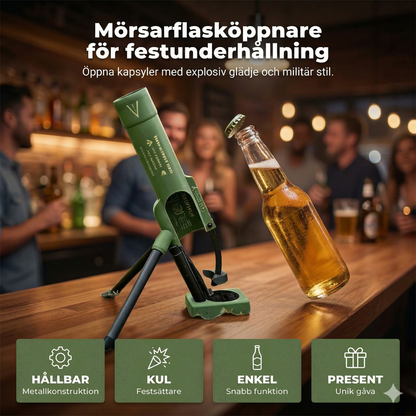 Robust Flasköppnare "Granatkastaren" – Unik Militärdesign i Metall