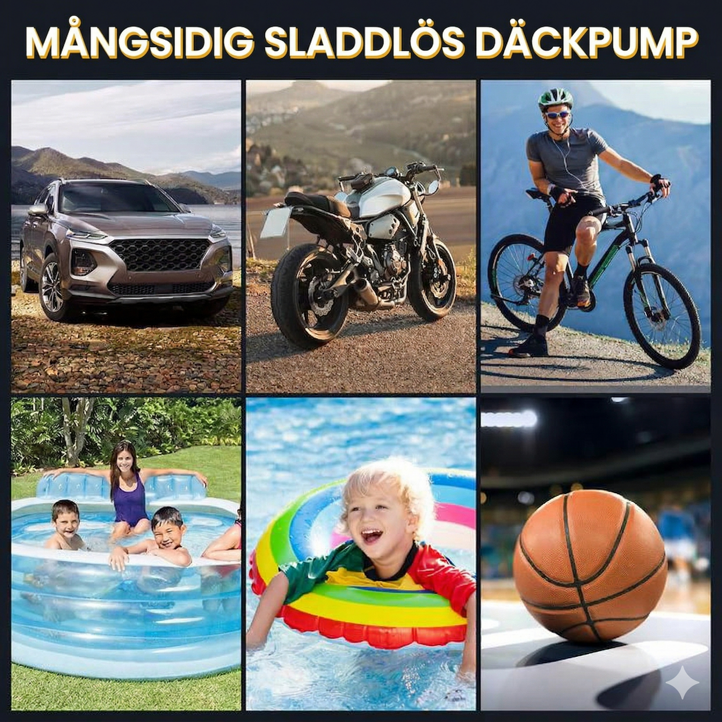 Bärbar Minikompressor för Bil & Cykel – Uppladdningsbar Luftpump