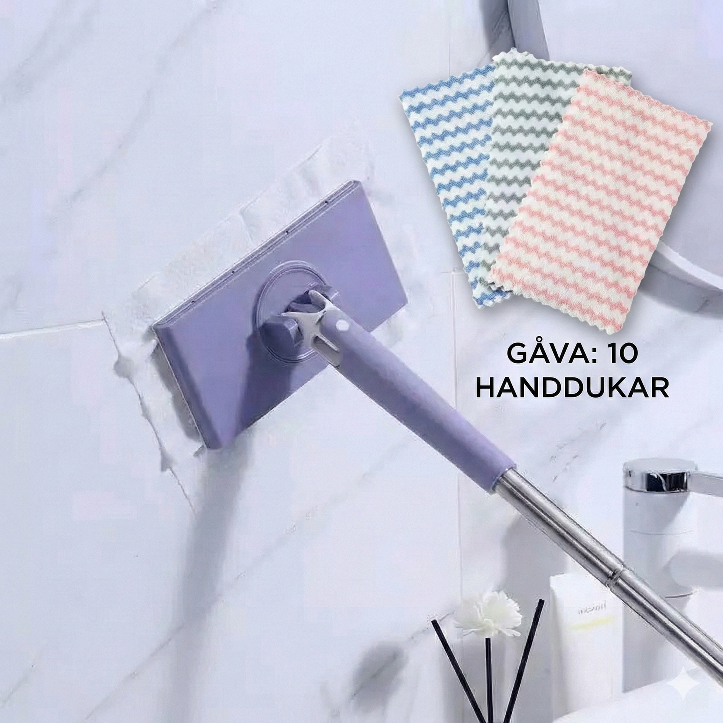 Golvmopp med Klämfäste – Våt & Torr Städning – Slipp blöta händer (Hands-free)