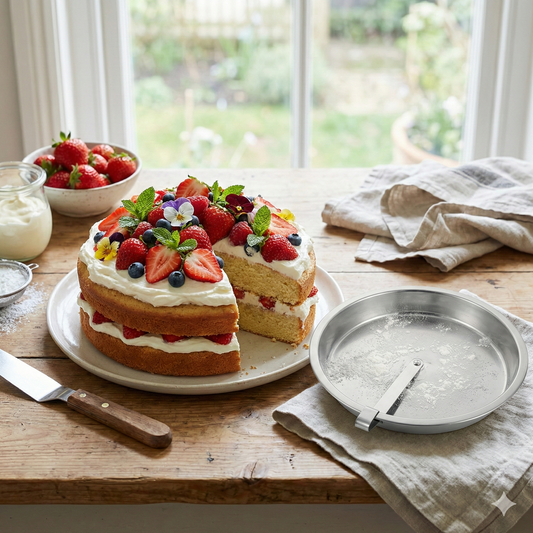 Rund Bakform med Roterande Bottenkniv – Läckagesäker Tårtform i Metall med Sveparm för Enkel Lossning (Utan Beläggning)