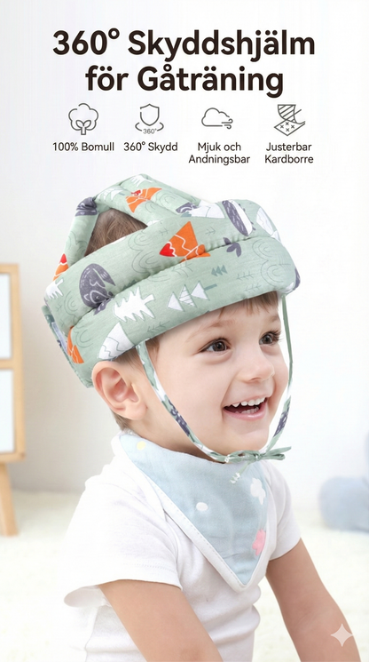 Justerbar Lära-gå-hjälm i Bomull – 360° Skydd för 0-3 år