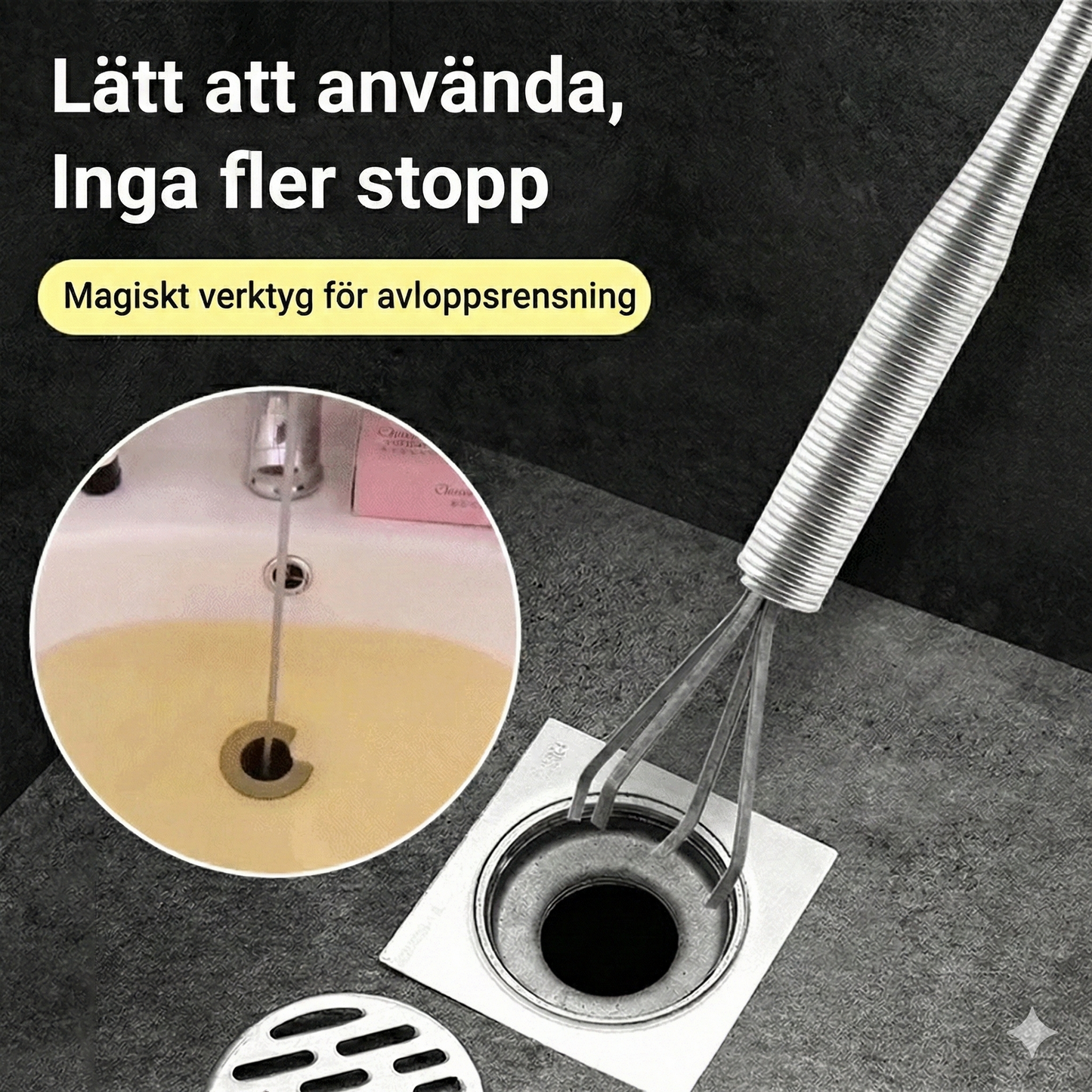 Gripklo för Avlopp (90cm/160cm) – Fjäderbelastat Verktyg för att rensa rör & plocka upp saker