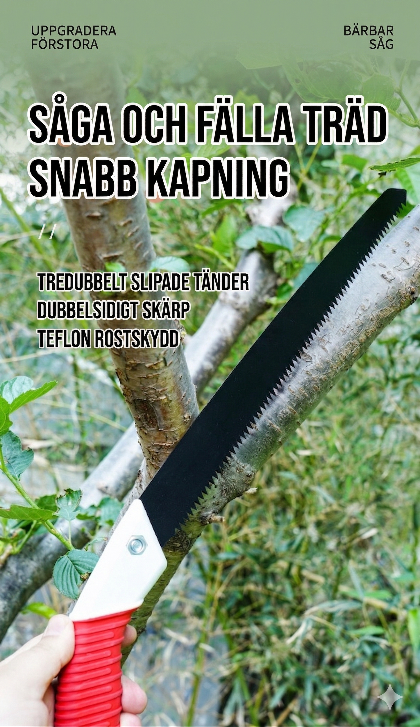 Handhållen Grensåg för Beskärning – Vass och Ergonomisk Trädgårdssåg