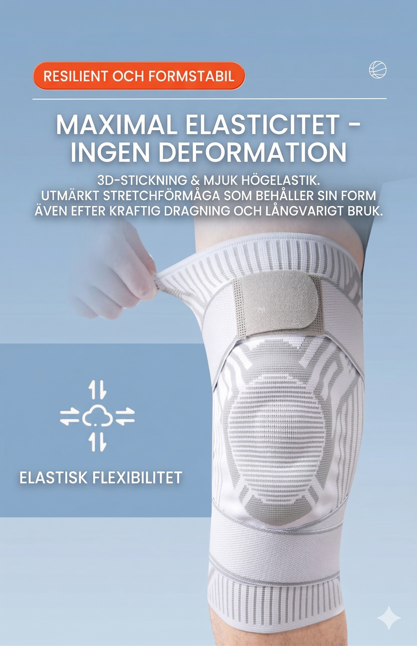 Elastiskt Knästöd med Kompression – Förebygger Skador och Lindrar Knäsmärta (Löpning, Padel, Gym)