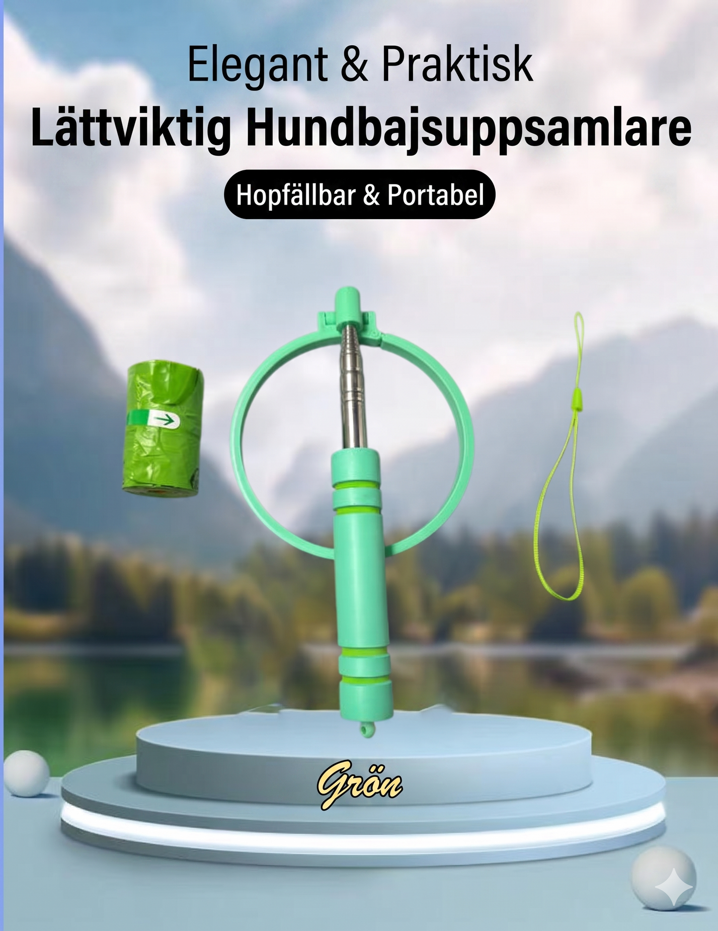 Bärbar & Teleskopisk Bajsuppsamlare för Husdjur – Ren och Bekväm Promenad