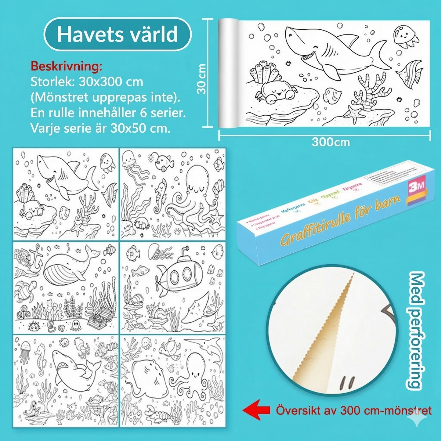 SkärmFri Magi™Målartejp / Ritbordsrulle för Barn (3 Meter) – Skärmfri Kreativ Lek