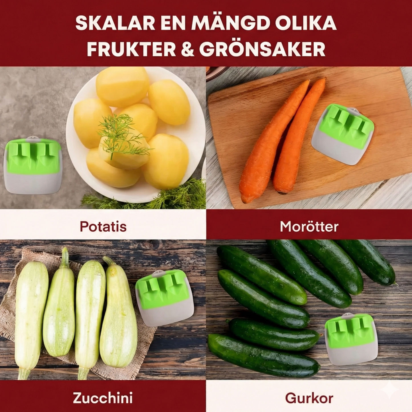 NordicGrip Creative Fruit-Vegetable Peeler 4-Pack