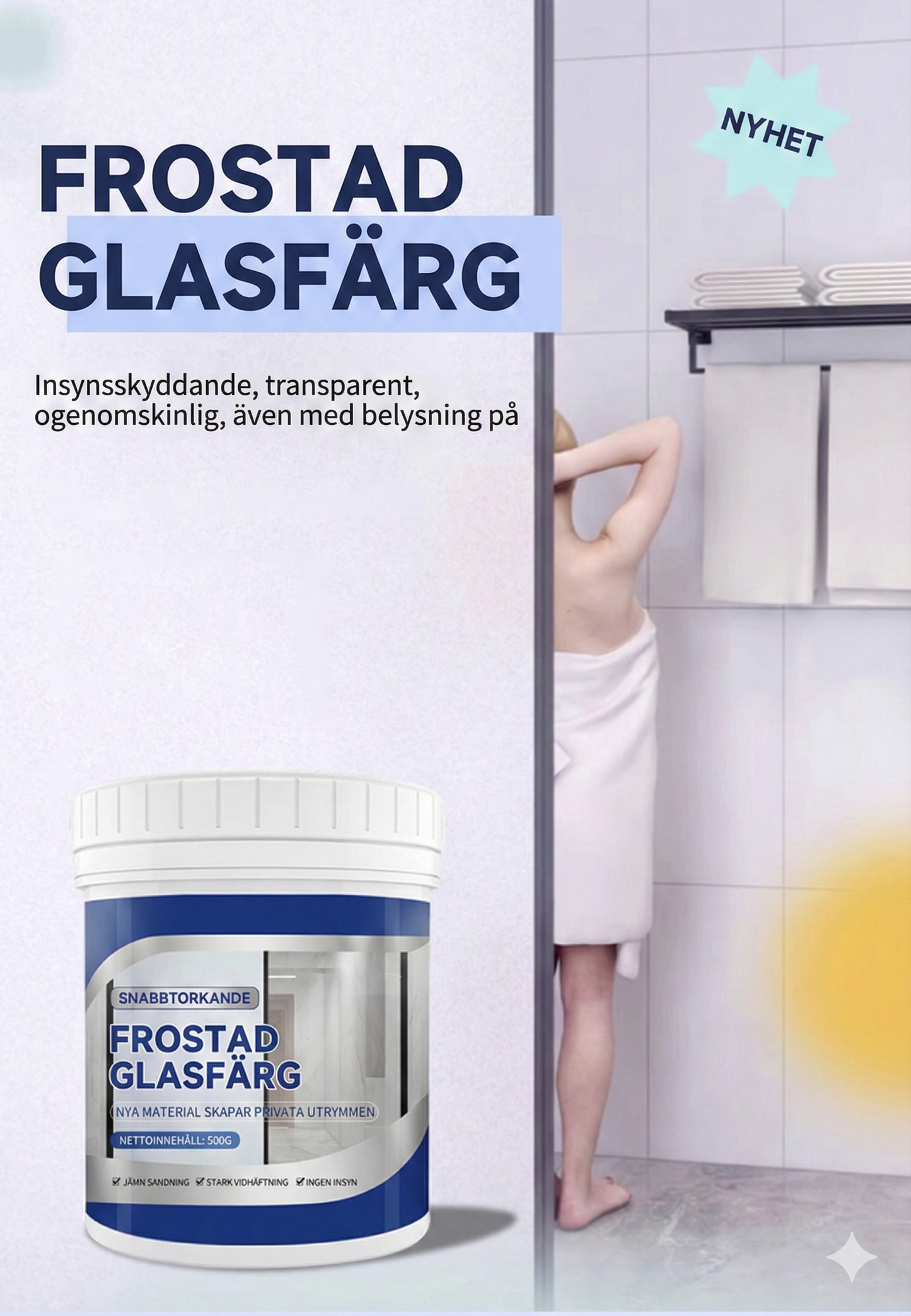 Vattenbaserad Färg för Frostat Glas – Skapa Insynsskydd på Fönster & Badrum – Matt Effekt (Inga Bubblor)