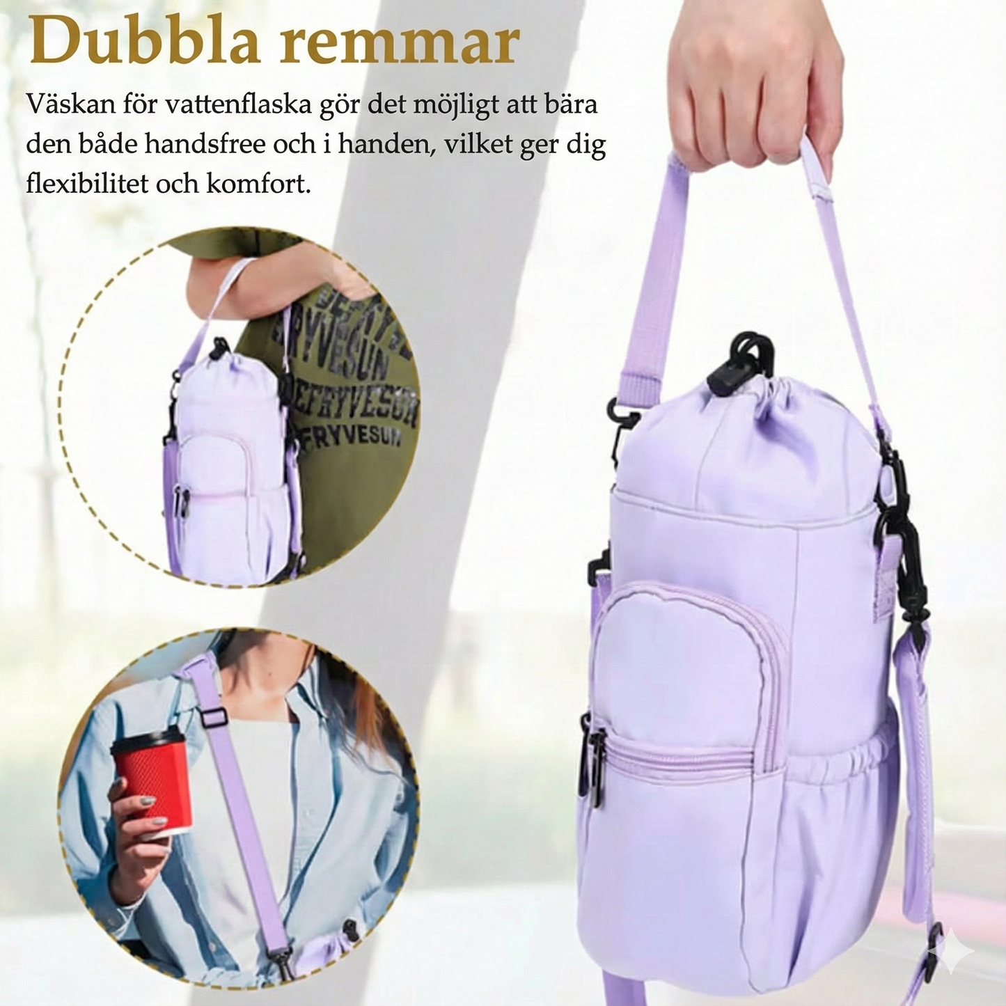 Väska för Vattenflaska & Mobil – Perfekt för Promenad & Vandring (Crossbody)