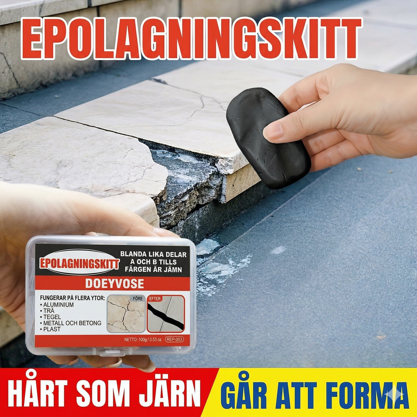 Formbart Reparationskitt – Urstark Epoxilera för Lagning och Formning