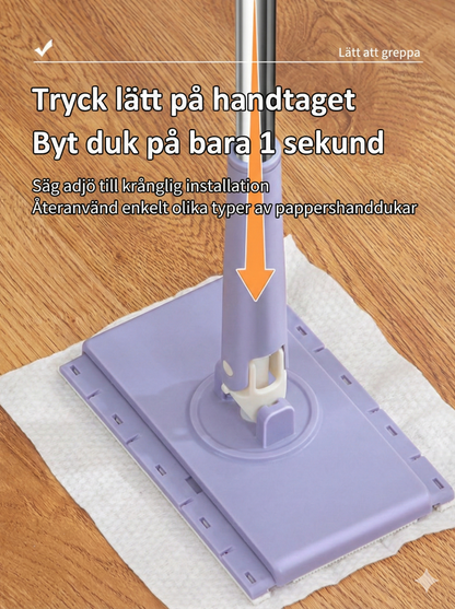 Golvmopp med Klämfäste – Våt & Torr Städning – Slipp blöta händer (Hands-free)
