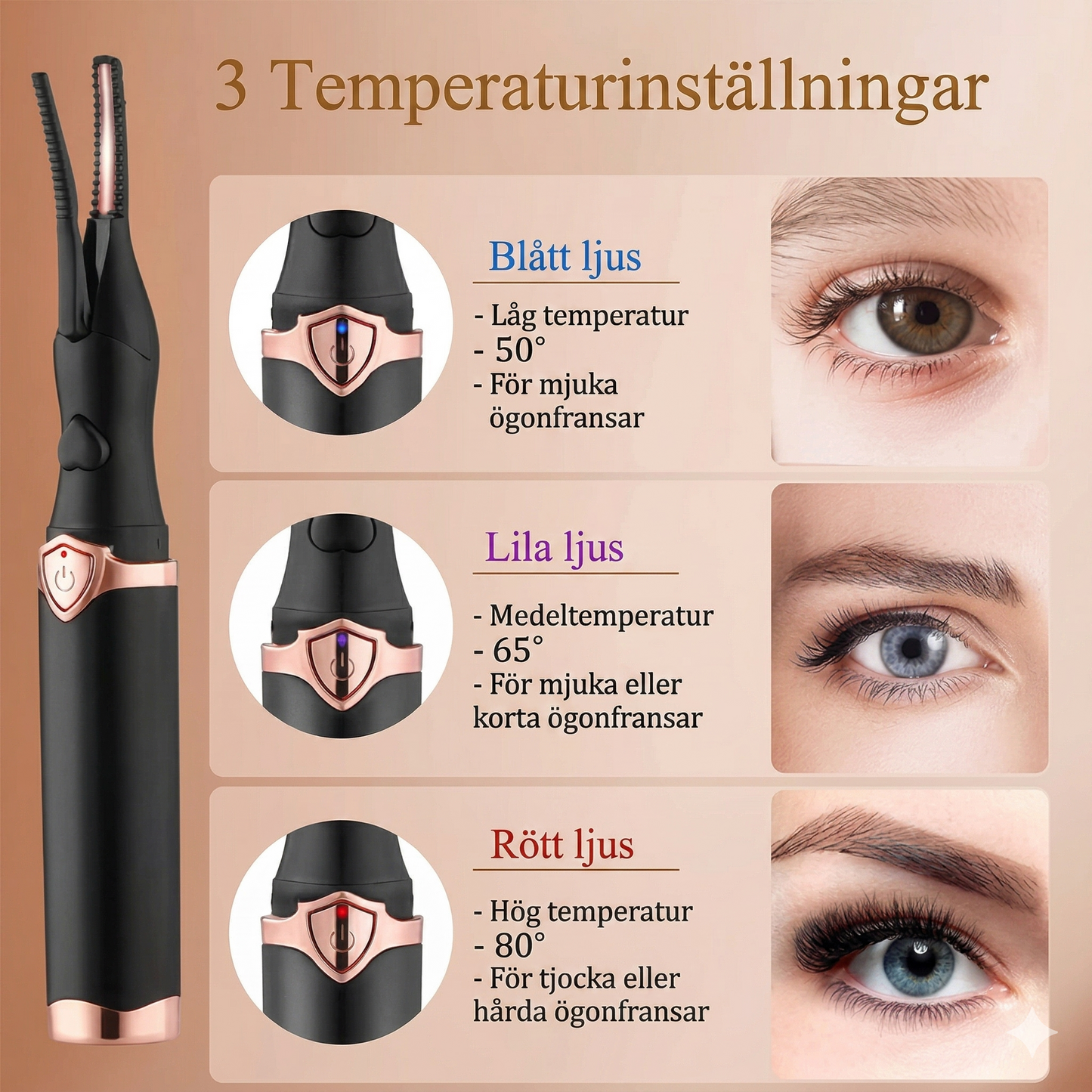 Uppladdningsbar Uppvärmd Ögonfransböjare – Snabb Uppvärmning för Perfekt Böj