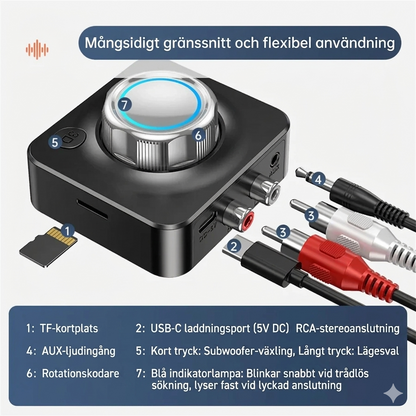 Trådlös Bluetooth 5.0 Audio RCA-mottagare – Modernisera ditt Hi-Fi-system