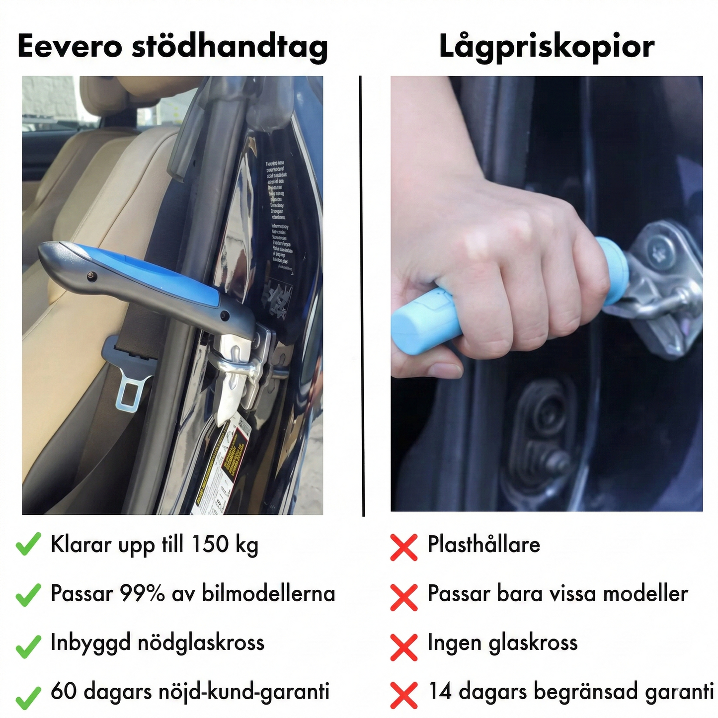 3-i-1 Stödhandtag för Bilen med Nödhammare & Bältesskärare