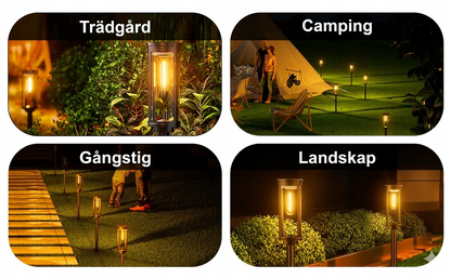 Solcellsdriven Trädgårdslampa med Glödtrådsdesign – Vattentät Belysning för Gångväg och Gräsmatta