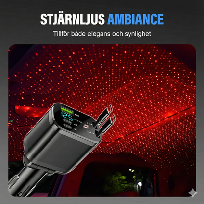 Uppgraderad 5-i-1 Billaddare med Utdragbara kablar & Stjärnhimmel