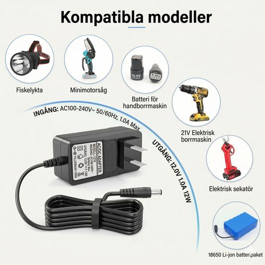 Universell Litiumbatteriladdare – Snabbladdare för Elsparkcykel, Drönare & Elverktyg (CE-Märkt)