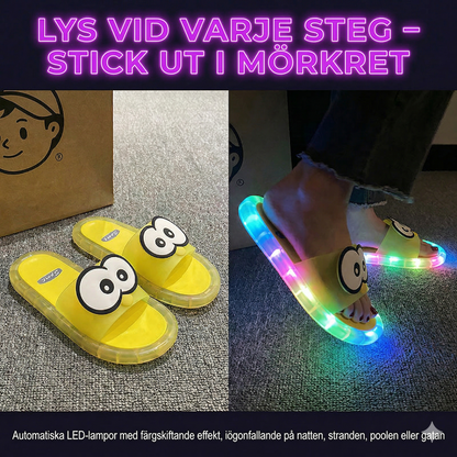 Söta Tofflor med Tecknade Figurer och LED-ljus – Halkfria Barnskor