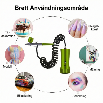 MistMaster Portable Trådlöst Airbrush-kit med Minikompressor – Nagelkonst & Tårtdekoration (Bärbar)