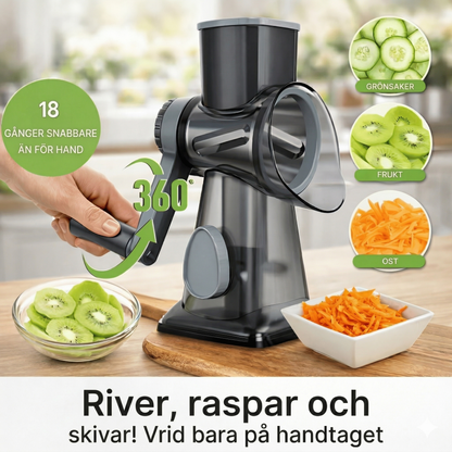 3-i-1 Roterande Rivjärn – Skivare och Strimlare för Grönsaker & Ost