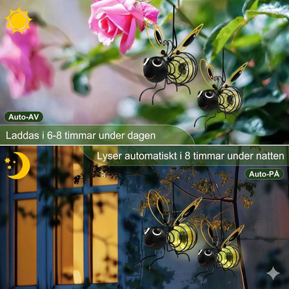 Solcellsdriven Ljusslinga med Bin – Vattentät Dekorationsbelysning för Trädgård och Balkong