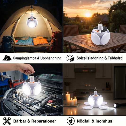 Solcellsriven & USB-laddningsbar Utomhuslampa (Klot)