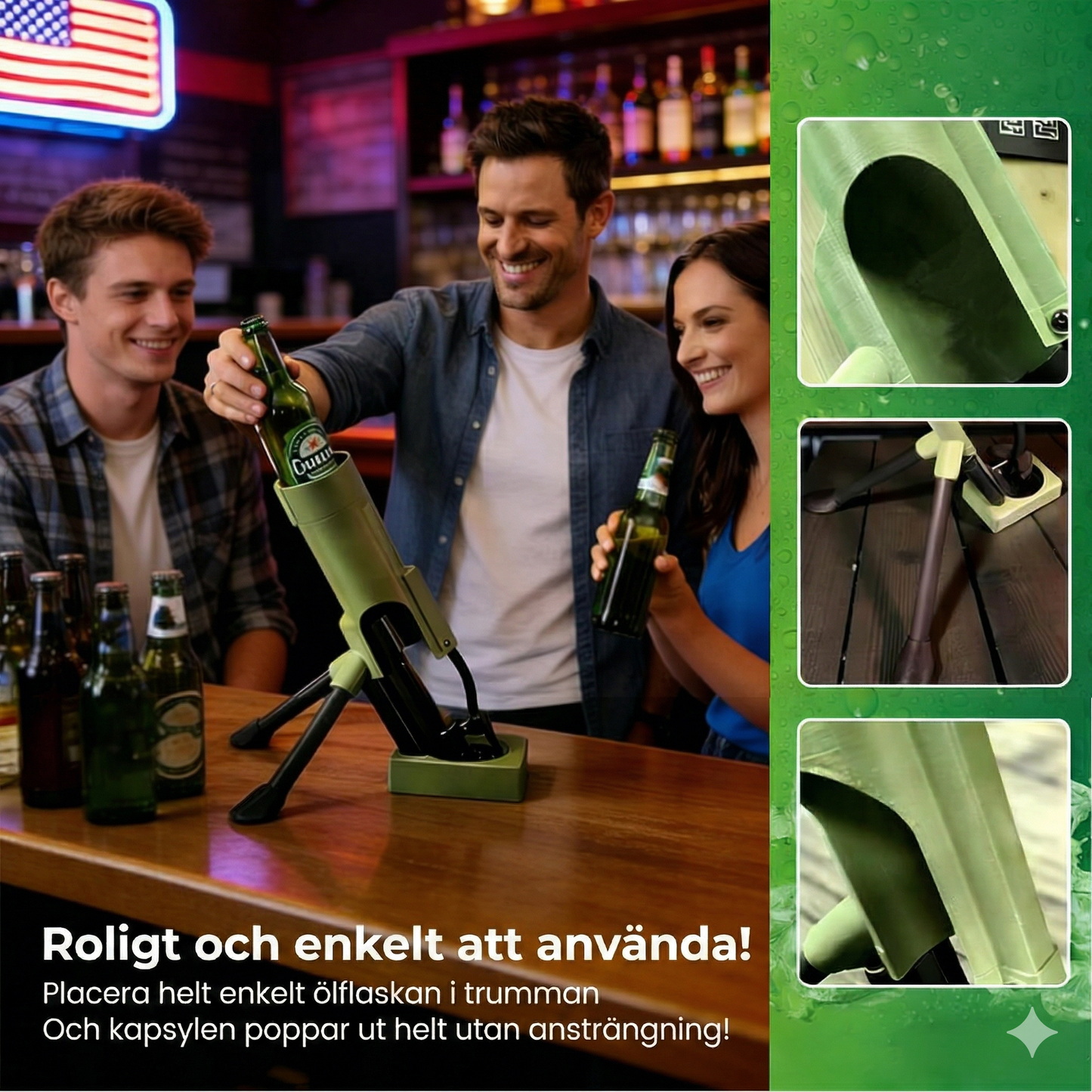 Robust Flasköppnare "Granatkastaren" – Unik Militärdesign i Metall