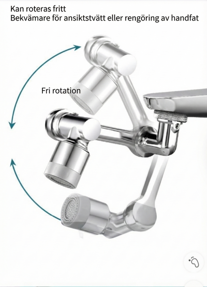Premium Robotarm Kranförlängare i Metall (1440° Rotation) – Universellt Munstycke för Badrum & Kök – 2 Vattenlägen