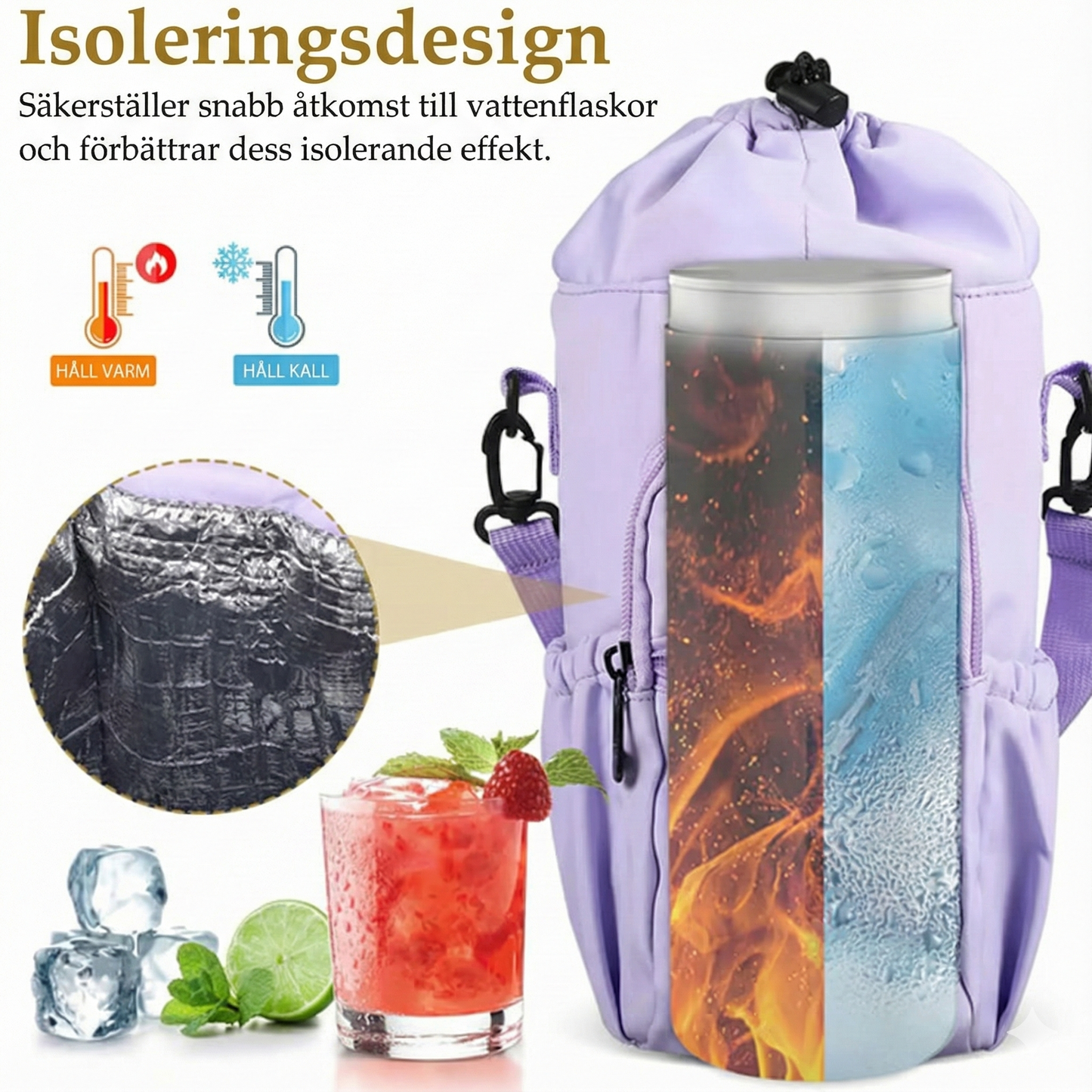 Väska för Vattenflaska & Mobil – Perfekt för Promenad & Vandring (Crossbody)