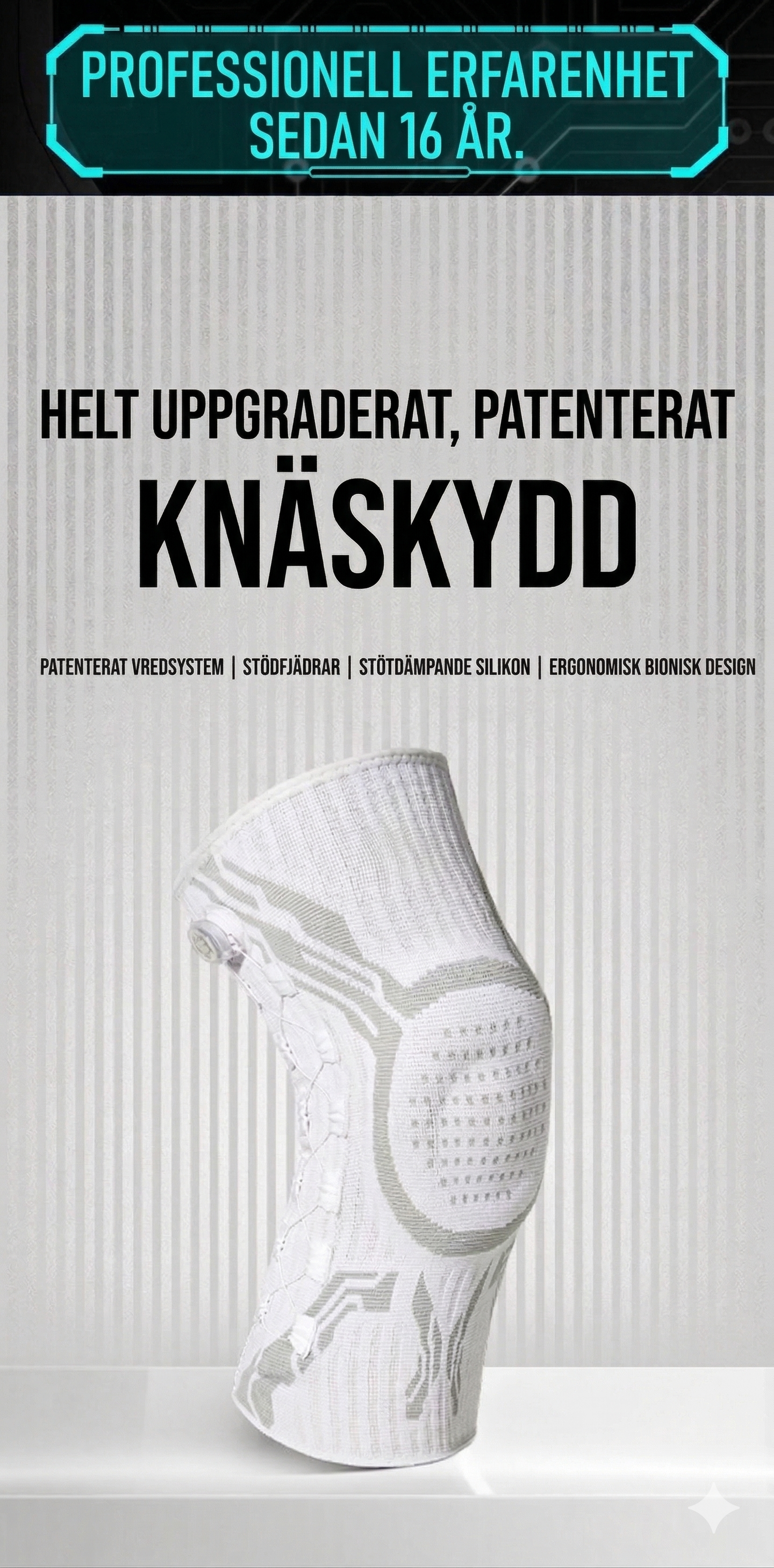 Elastiskt Knästöd med Kompression – Förebygger Skador och Lindrar Knäsmärta (Löpning, Padel, Gym)