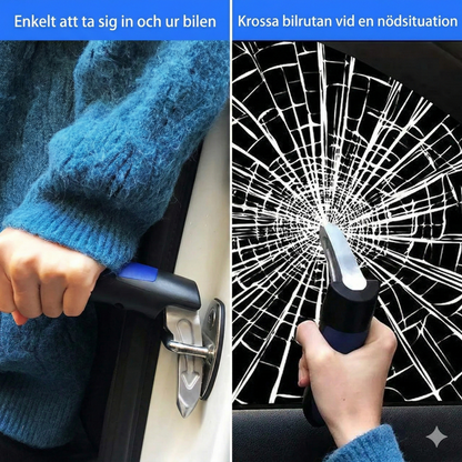 3-i-1 Stödhandtag för Bilen med Nödhammare & Bältesskärare