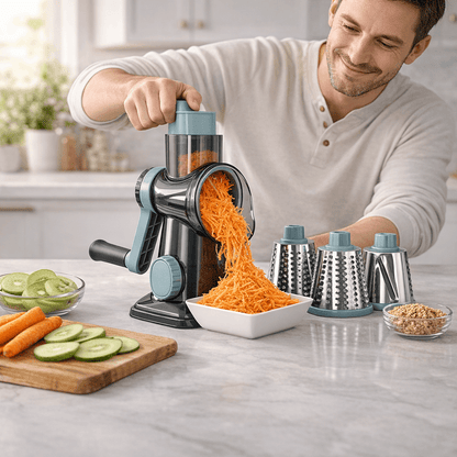 3-i-1 Roterande Rivjärn – Skivare och Strimlare för Grönsaker & Ost