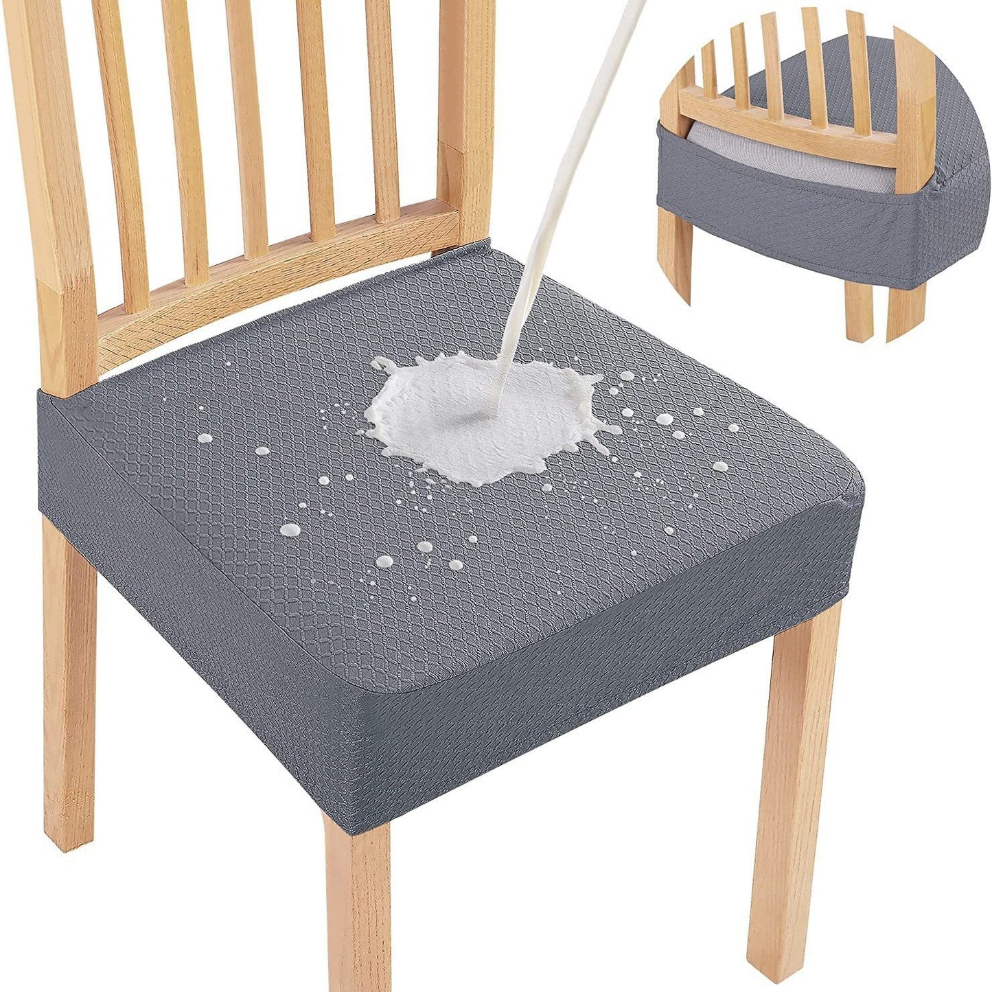 Vattentätt Stolsöverdrag i Jacquard – Halkfritt & Lättskött Sitsöverdrag för Matstolar-2-pack