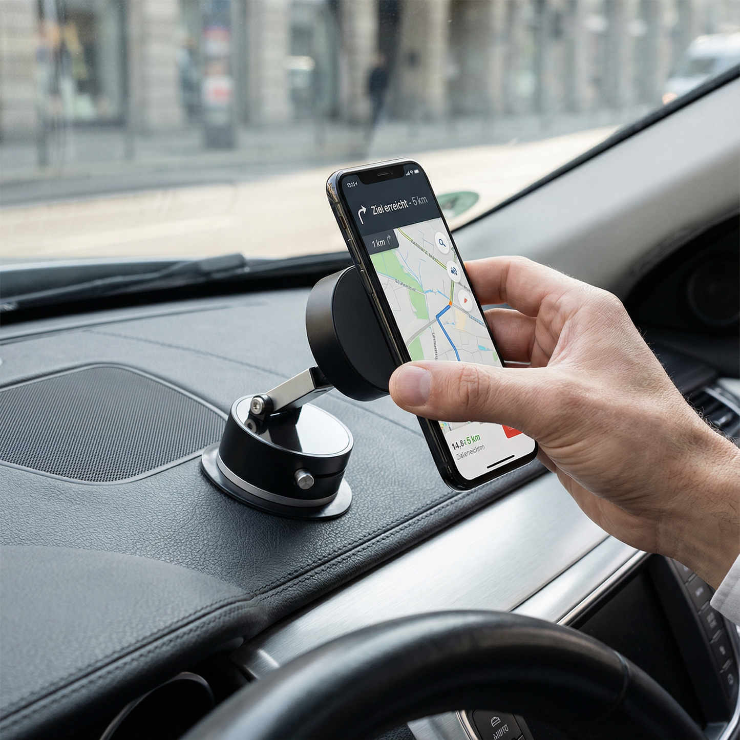 Portabel Vakuum-Mobilhållare (Stark Magnet) – Fäst på Glas, Spegel och Skärm Helt Utan Limrester – För Bil, Gym & Kontor