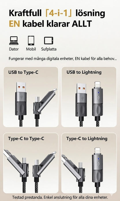 Uppgraderad Magnetisk 4-i-1-Kabel