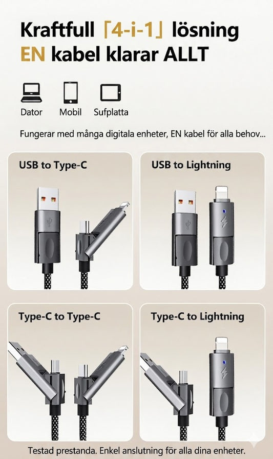 Uppgraderad Magnetisk 4-i-1-Kabel