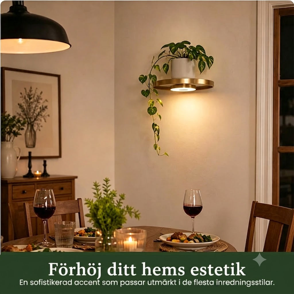 Svävande Vägghylla med Ambient LED-ljus 🪴 Modern Växtdisplay