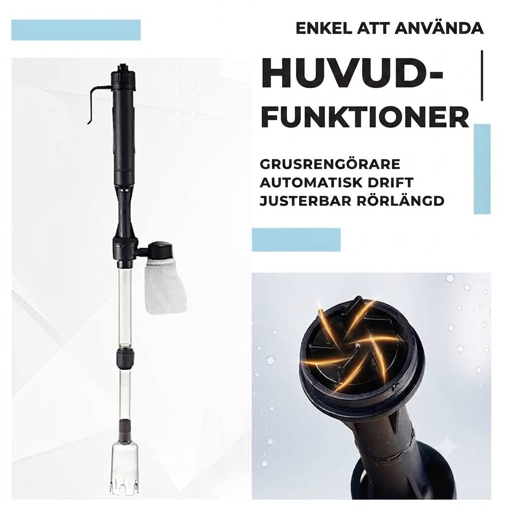 Elektrisk Slamsugare & Grusrensare för Akvarium