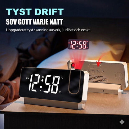 Spegelväckarklocka med Projektion – Tydlig Tidsprojektion & Lättläst Display