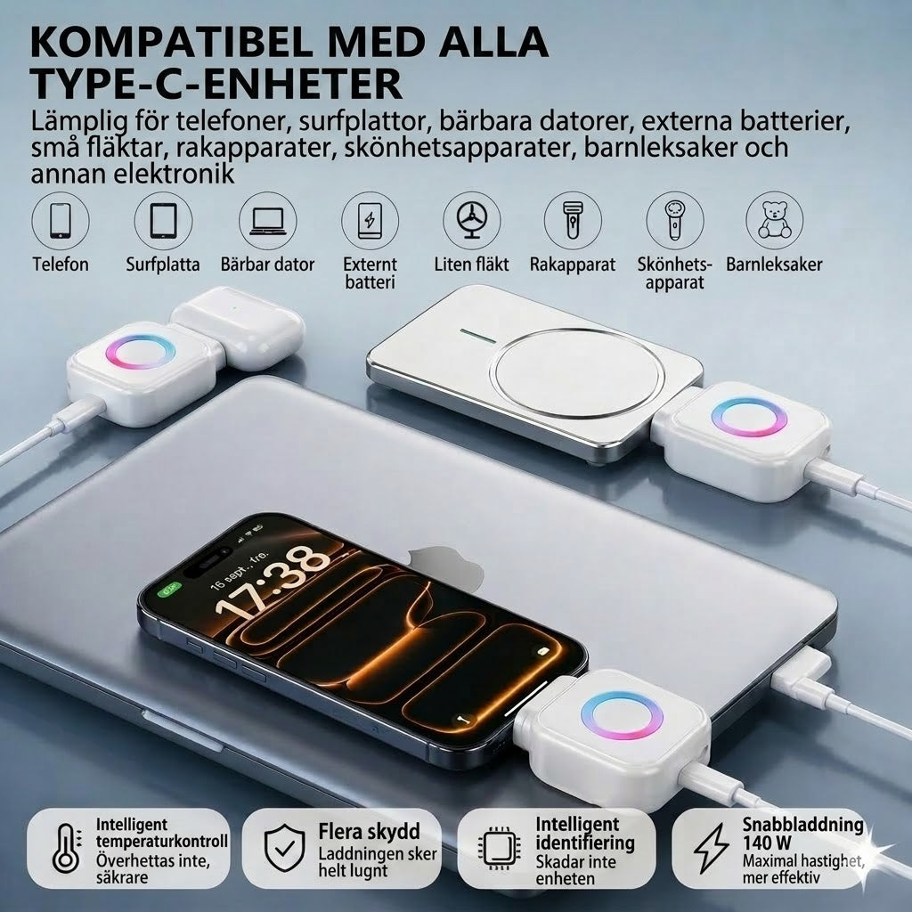 Smart Batteriladdare med Automatisk Avstängning – Snabbladdning och Överbelastningsskydd