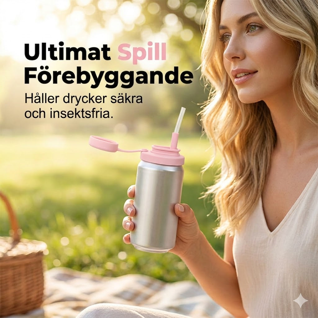 Vattentätt Silikonlock med Sugrörshål för Läskburkar – Köp 1 Få 1 GRATIS!