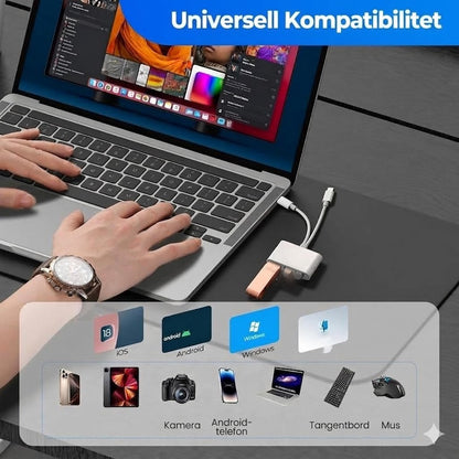 3-i-1 USB-C Minneskortsläsare – Snabb Dataöverföring & Universell Kompatibilitet