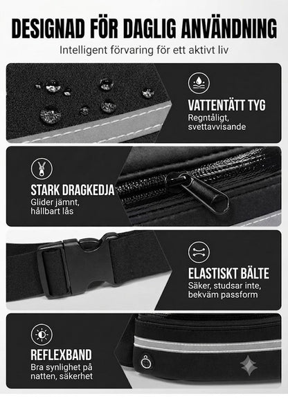 VeloPack™ Elastiskt Löpbälte – Vattenavvisande Midjeväska för Träning