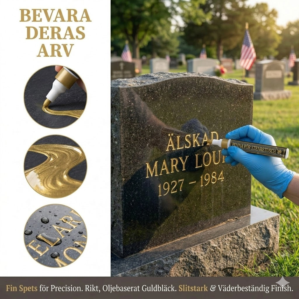 Professionell Färgpenna för Gravstenar – Återställ Blekta Inskriptioner & Text (Köp 1, Få 1 GRATIS! 🎁)