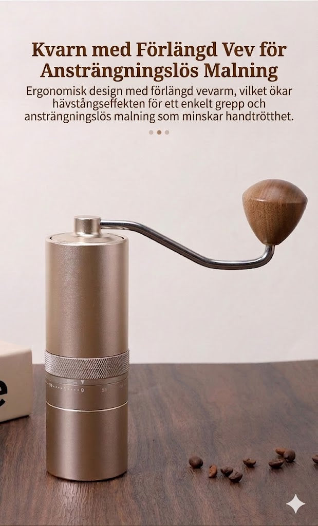 Premium Handdriven Kaffekvarn i Rostfritt Stål